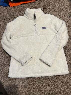Patagonia Cream Teddy Fleece Quarter-Zip Jacket